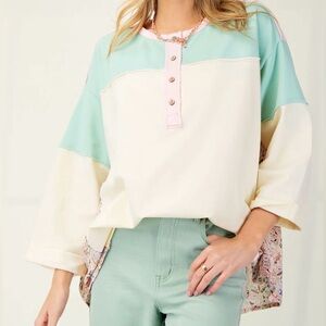 Easel Pastel Button-Up Top